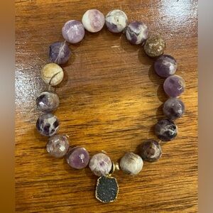 Kori Green purple breaded bracelet with charm